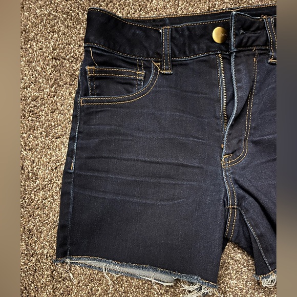 American Eagle Outfitters Hi Rise Shortie Denim Jeans Shorts Dark Wash - Picture 5 of 9
